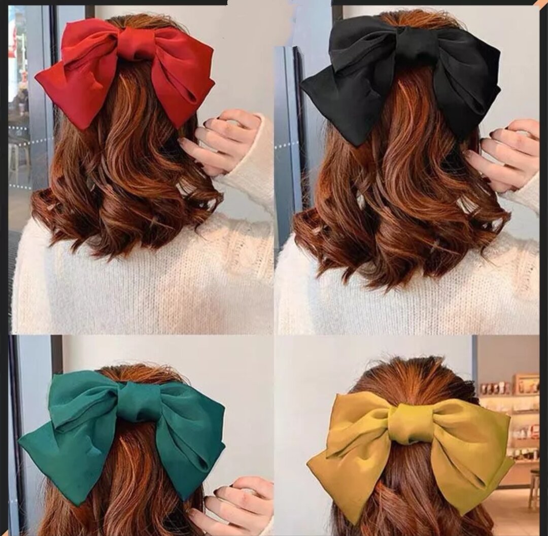 Kẹp tóc hàn quốc nơ bản to tiểu thư dễ thương
