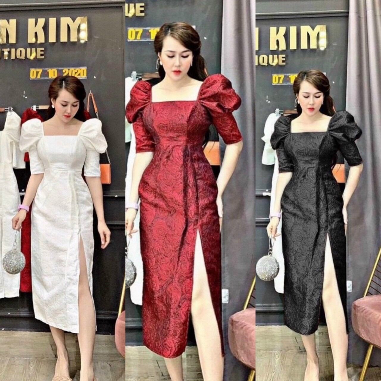 (SHOP TÁO ĐỎ BIGSIZE 50kg đến 90kg) đầm gấm cao cấp hoạ tiết nổi