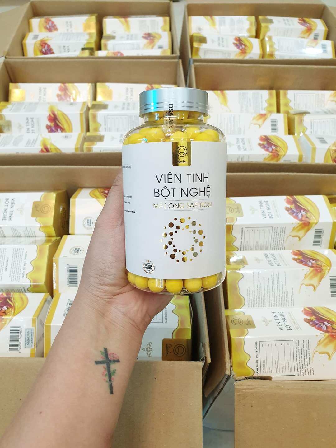 [ Mẫu Mới ] Viên Tinh Bột Nghệ Mật Ong Saffron Osala 270gram