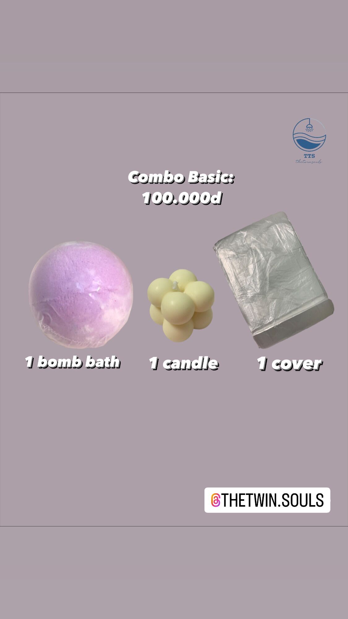 Basic Combo - Bath bomb, nến, bọc bồn tắm