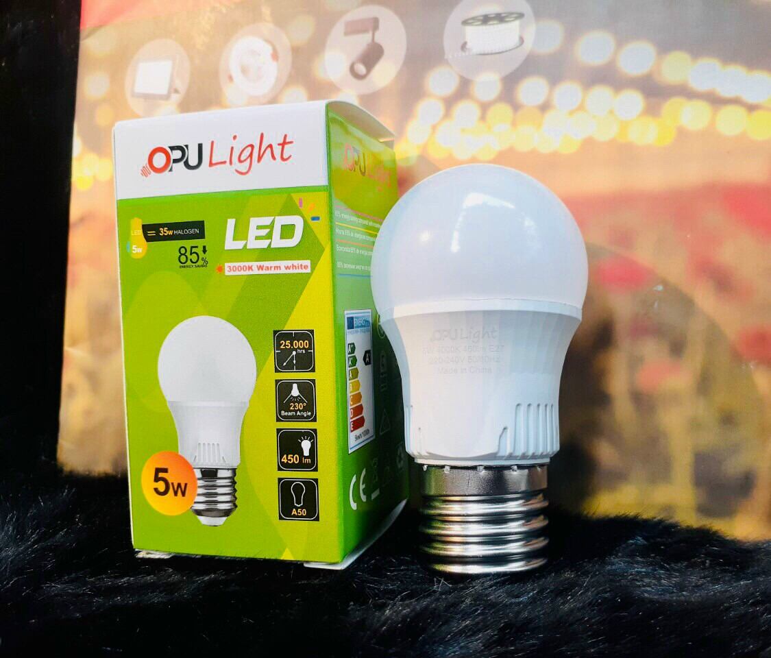 Bóng led 5w trung tính 4000-4500k đui E27 phổ thông