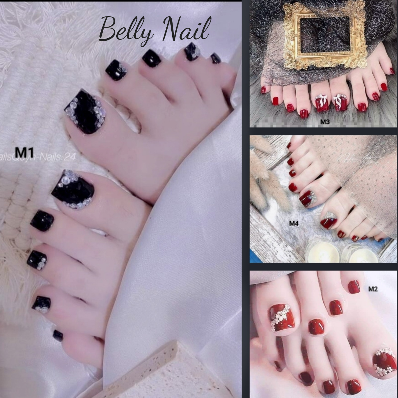 Móng chân giả kèm keo belly nail bộ 24 móng chân giả
