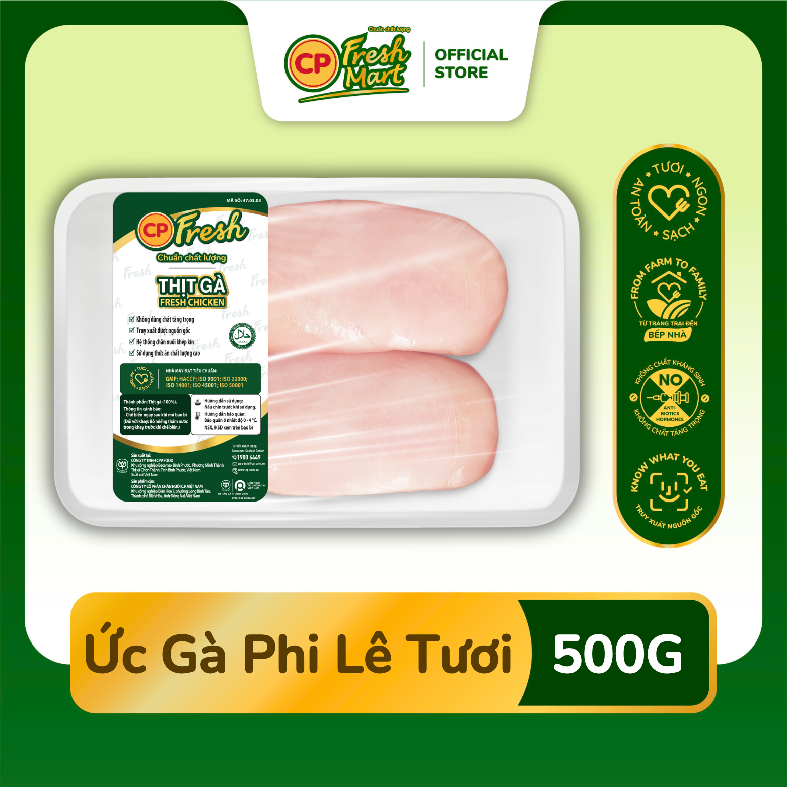 Ức Gà Phi Lê CP 500G - Tươi Ngon Tiện Lợi - Mâm Cơm Gia Đình - CP Fresh Mart ( Bao bì ngẫu nhiên )