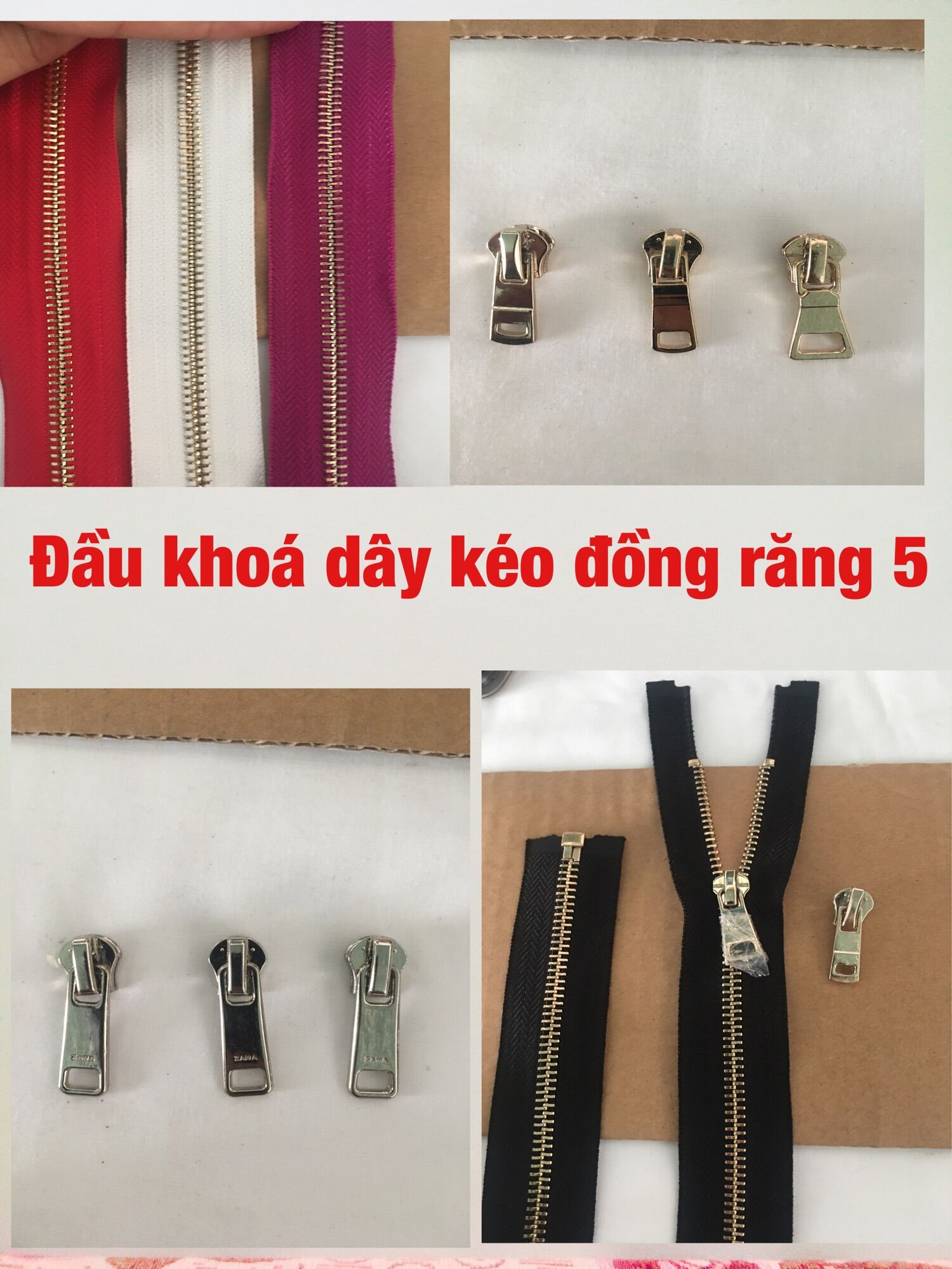 10 chiếc đầu khoá kéo đồng răng 5 thay khoá đồng