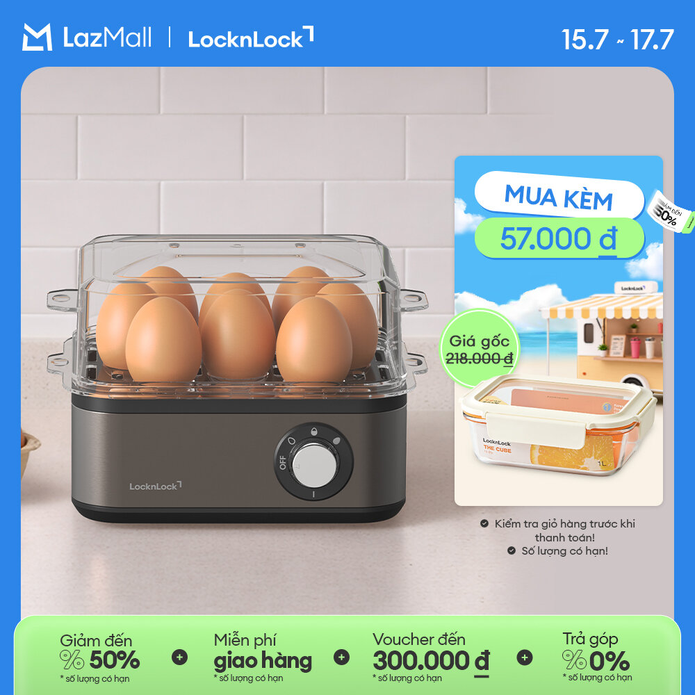 Máy hấp trứng đa năng LocknLock Multi egg cooker EJE223GRY 3 mức nấu trứng - Màu xám