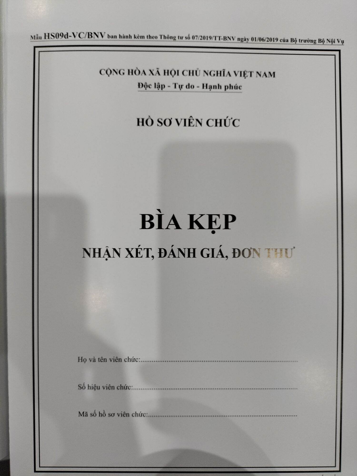 Hồ sơ viên chức ( combo10 bộ), chuẩn mẫu, chất liệu đẹp