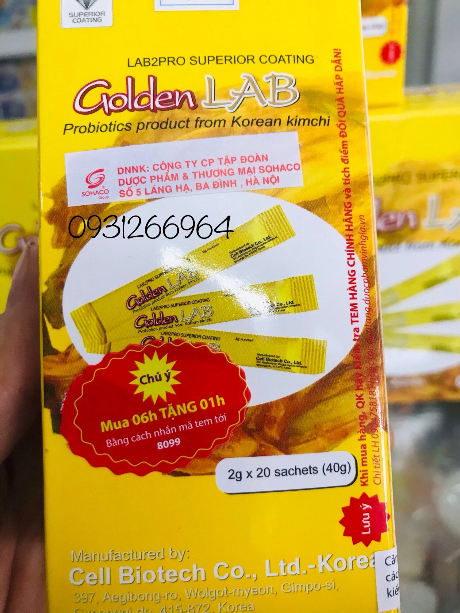 [HCM]Men vi sinh Golden lab hộp 20 gói