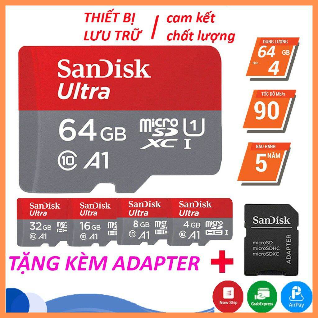 [CHÍNH HÃNG] Thẻ nhớ sandisk 64GB dùng điện thoại, máy ảnh,camera - Thẻ nhớ tốc độ 100 MB/S