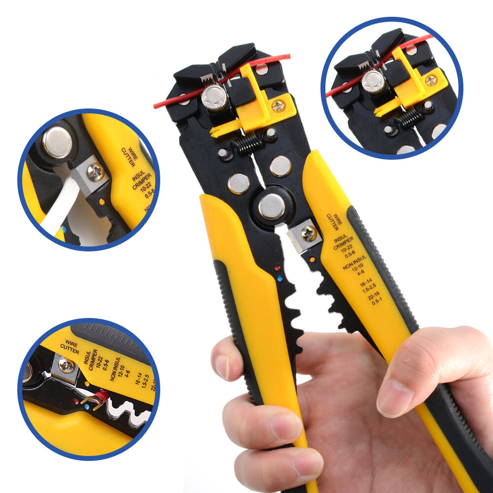 Máy Cắt Dây Cáp Crimper Máy Tuốt Dây Tự Động Có Thể Điều Chỉnh Đa Chức Năng Kìm Tuốt Dây Thép Carbon Kìm Uốn Tay Công Cụ Đầu Cuối Có Tay Cầm Thẳng Phong Cách Châu Âu