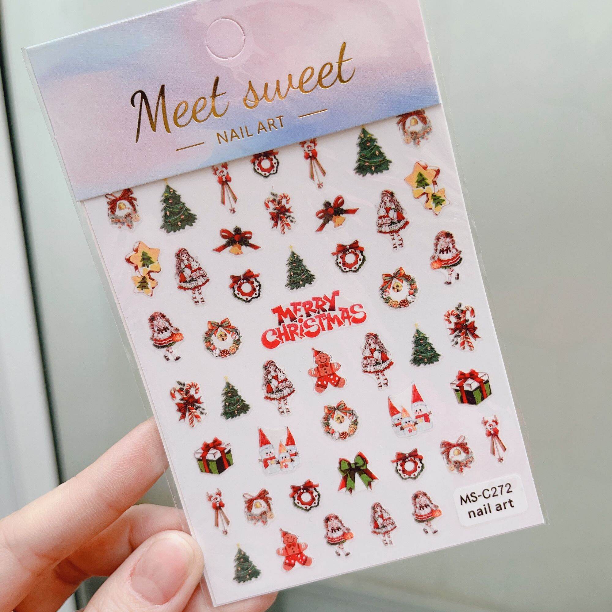 Sticker trang trí móng tay nail hình Noel giáng sinh mẫu mới