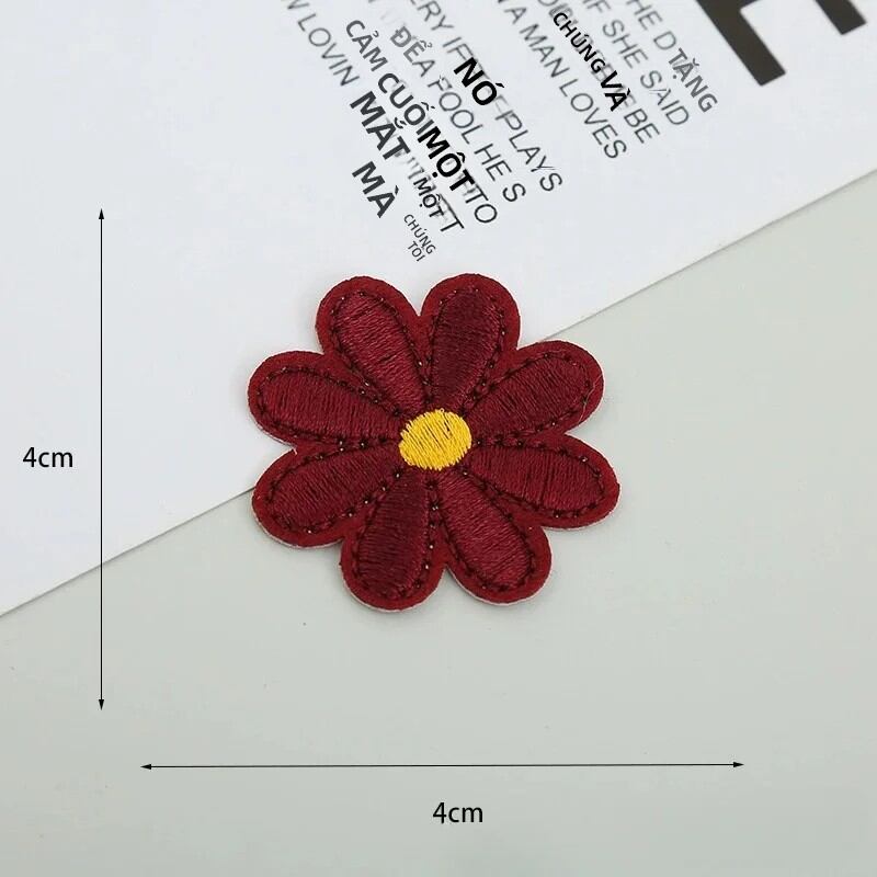 10 Chiếc Hoa Cúc Hoa Hướng Dương Thêu Miếng Dán Sắt Trên Quần Áo Áo May DIY Miếng Dán Nhiệt 4*4Cm