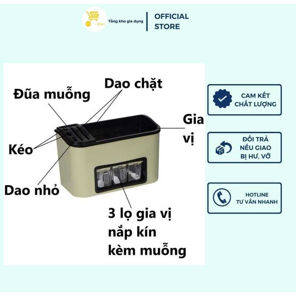 Kệ Gia Vị Nhà Bếp Đa Năng 3 Cốc Kèm Chỗ Để Dao Kéo (Giao Màu Ngẫu Nhiên) Tiết Kiệm Diện Tích, Dễ Vệ Sinh MTA-MART2