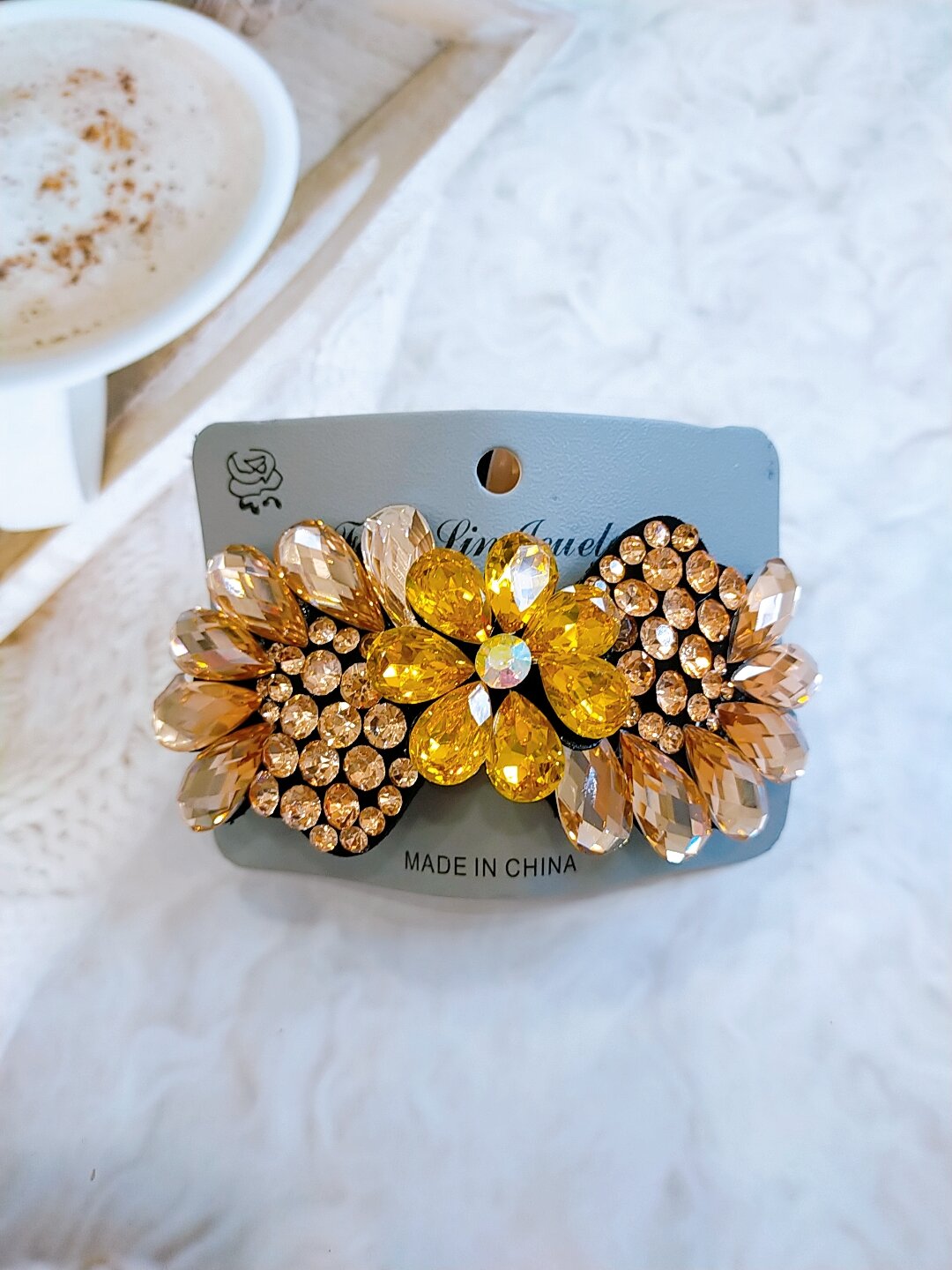 kẹp tóc đính đá phía sau gọng 10cm