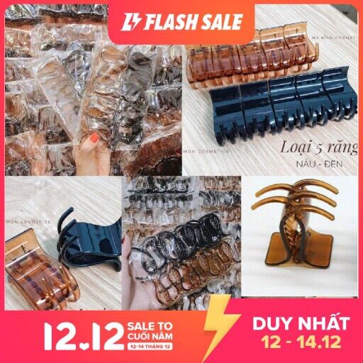 Set 12 chiếc cặp tóc càng cua 5 răng huyền thoại mọi thời đại - Phụ kiện tóc thời trang Hot Hit cho các nàng tạo kiểu - Nhỏ gọn, thoải mái, dễ dàng sử dụng cho phái đẹp