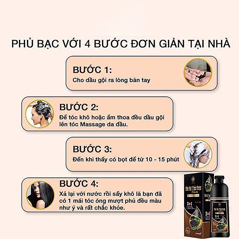 Dầu gội phủ bạc thảo dược Đen - Nâu Dạ Thảo Liên