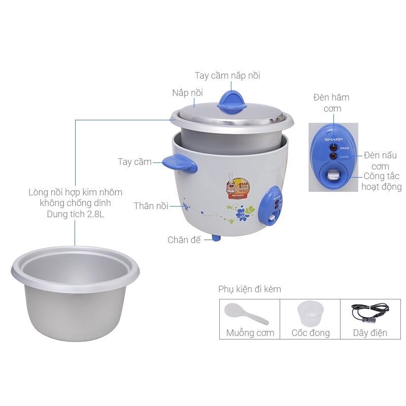 Nồi cơm điện SHARP 1,8 Lít, 2,2 Lít, 2,8 Lít