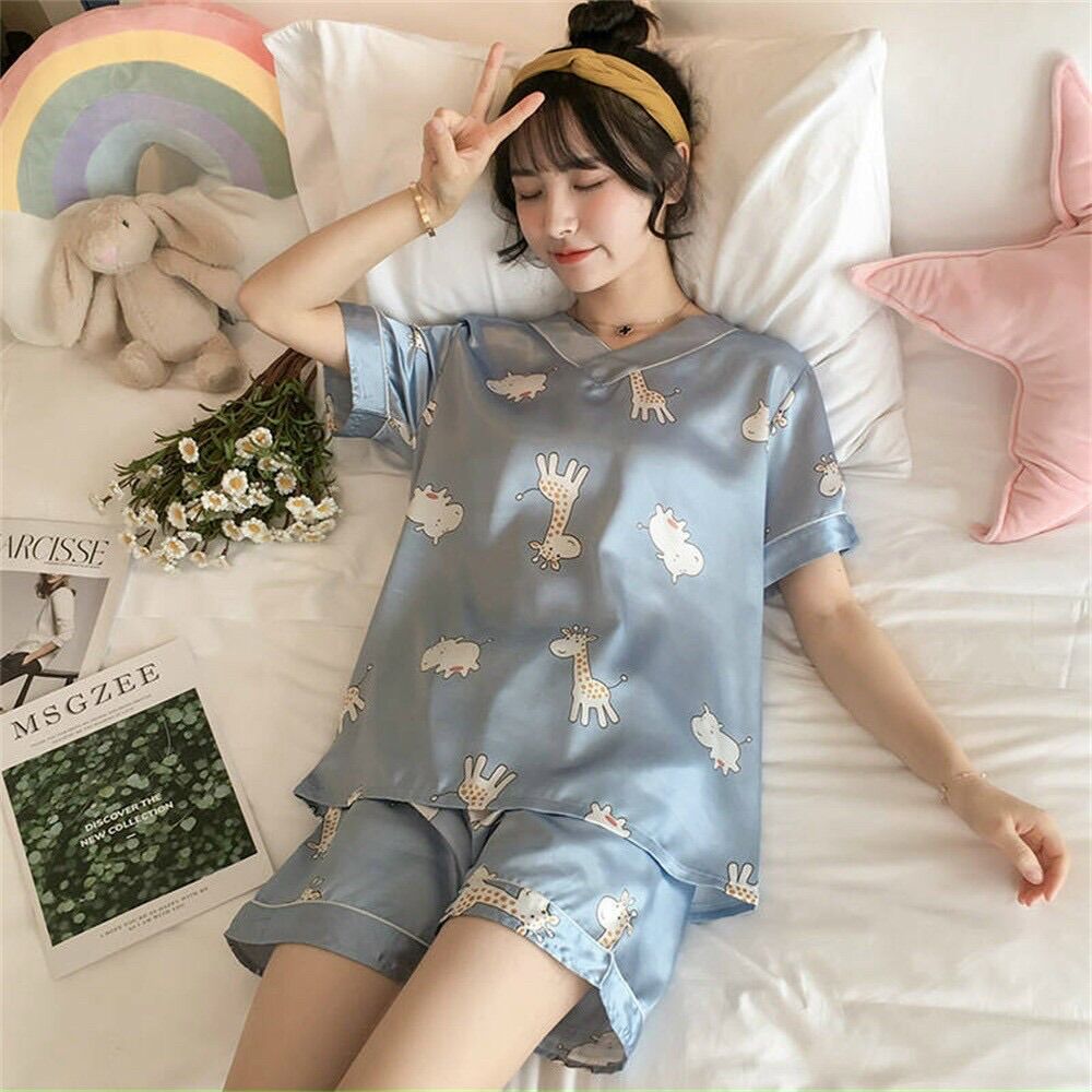 Bộ ngủ lụa mặc nhà tay ngắn quần đùi