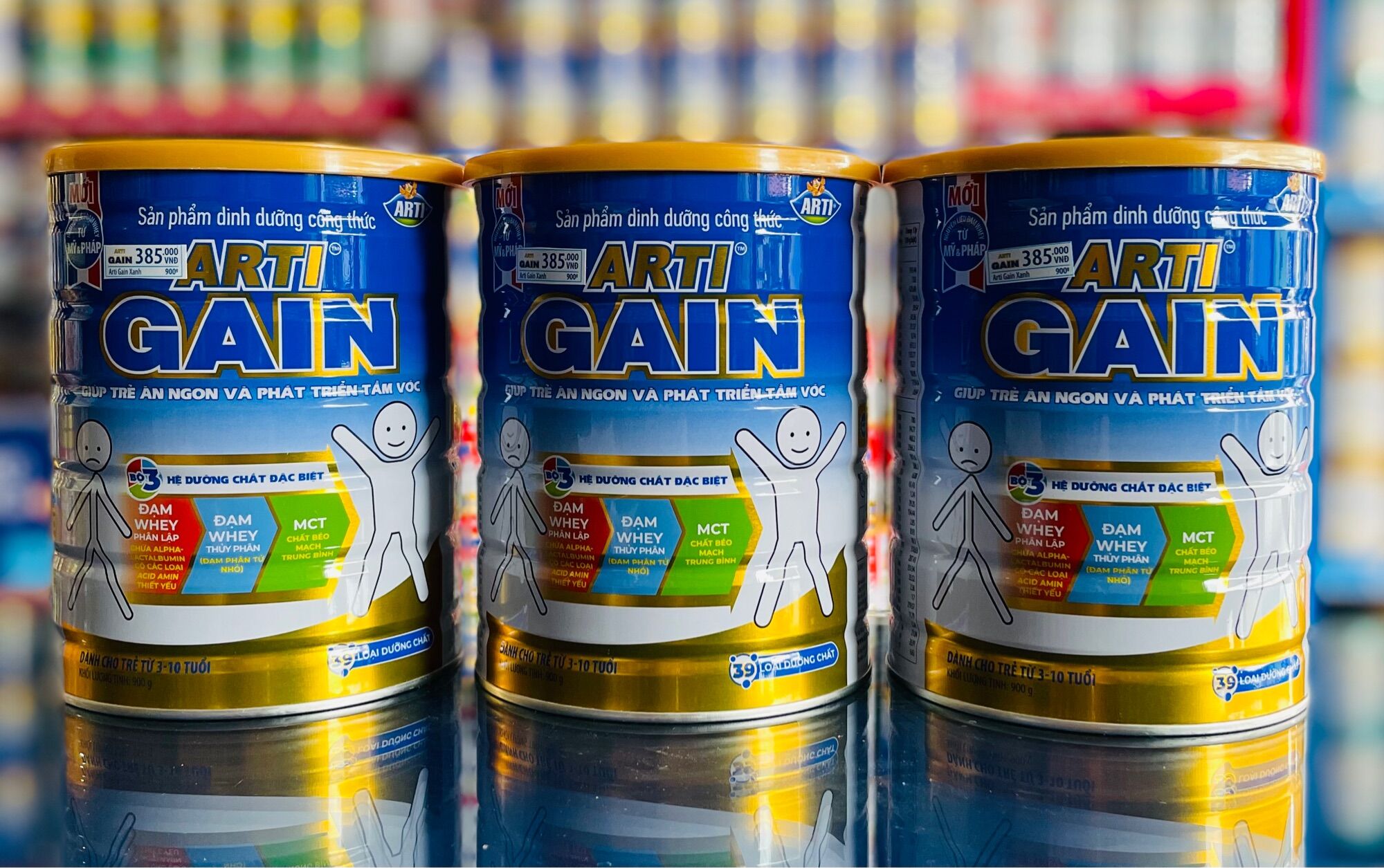 Sữa bột Arti Gain Xanh 3-10 Tuổi (900g)