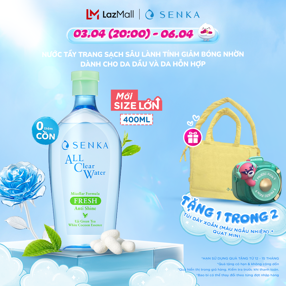 Nước tẩy trang micellar giảm bóng nhờn SENKA A.L.L. CLEAR WATER MICELLAR FORMULA FRESH N 400ML