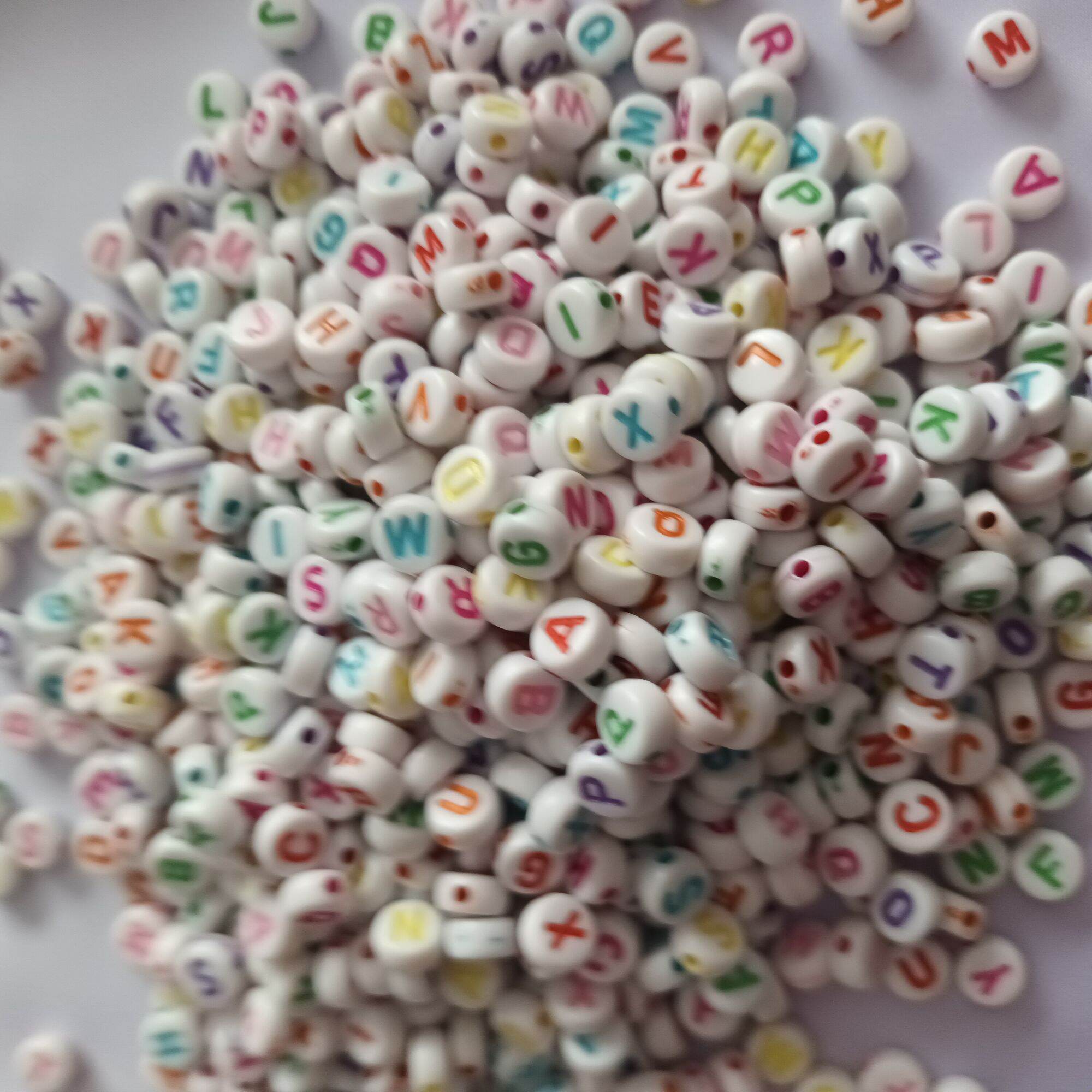 Bịch 10gram hạt nhựa bẹt 6li in chữ làm handmade