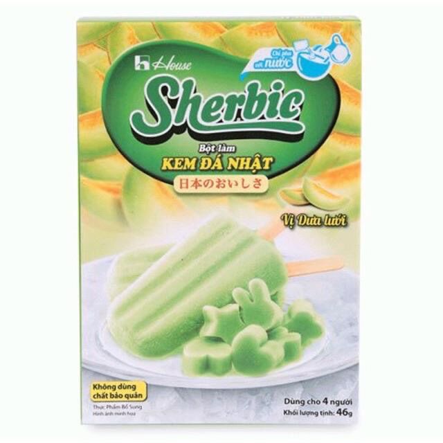 Bột làm kem đá Sherbic với 3 vị Dâu, Socola, dưa lưới