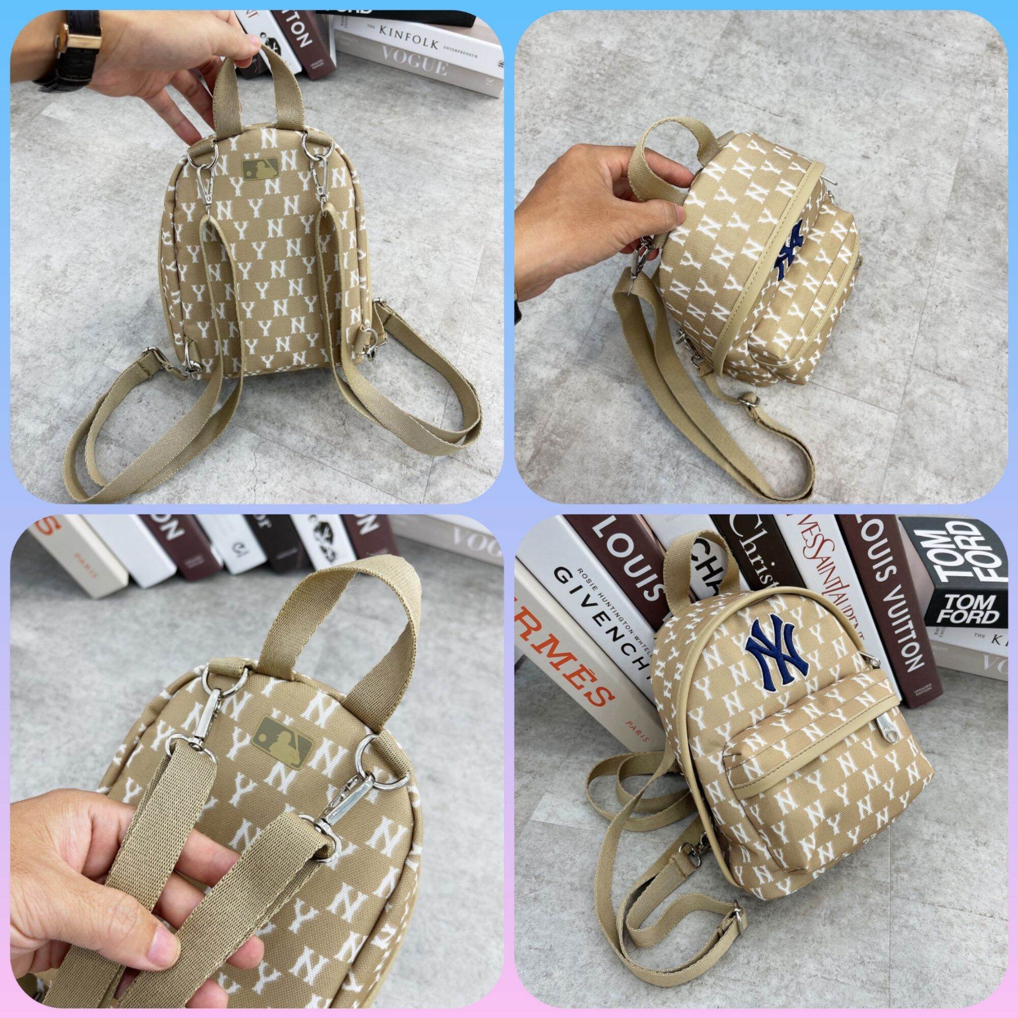 Balo mini MLB NY logo thêu họa tiết monogram