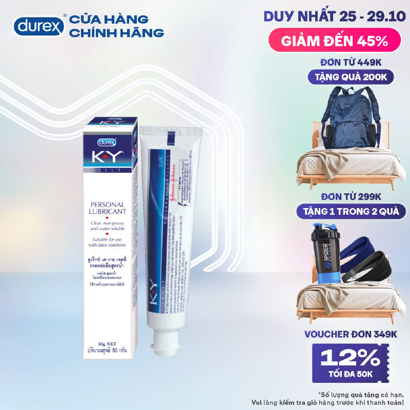 [Voucher giảm tối đa 69k cho đơn 449k] Gel bôi trơn Durex K-Y Jelly 50g ( KY Jelly)