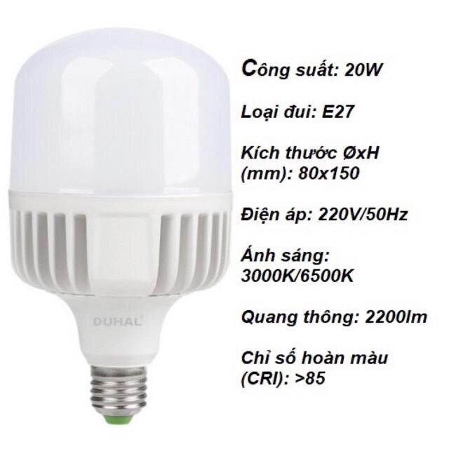 Bóng đèn Led trụ nhôm Duhal 80w cao cấp
