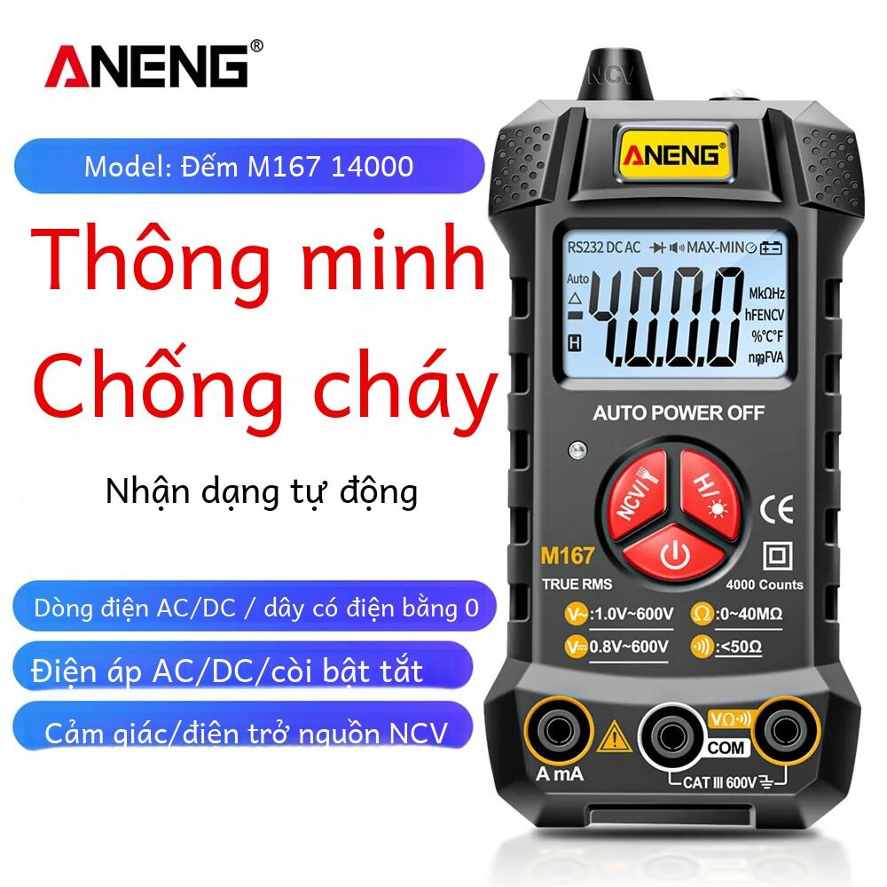 ANENG M167 Kỹ Thuật Số Mini Đồng Hồ Vạn Năng 4000 Đếm Phạm Vi Tự Động AC/DC Bút Thử Điện Chuyên Nghiệp Multimetro Công Cụ Với 0-500V/3.999A Đo