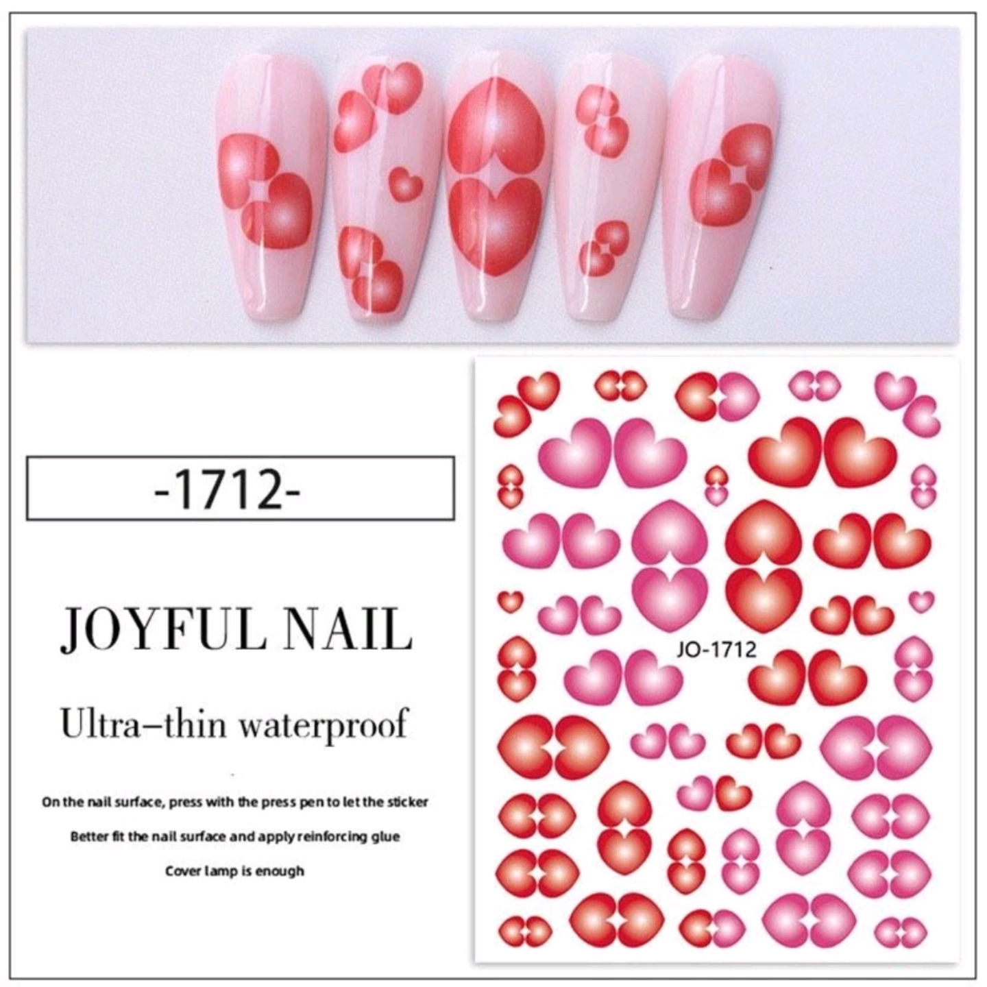 Sticker dán móng trang trí nail mẫu hình trái tim