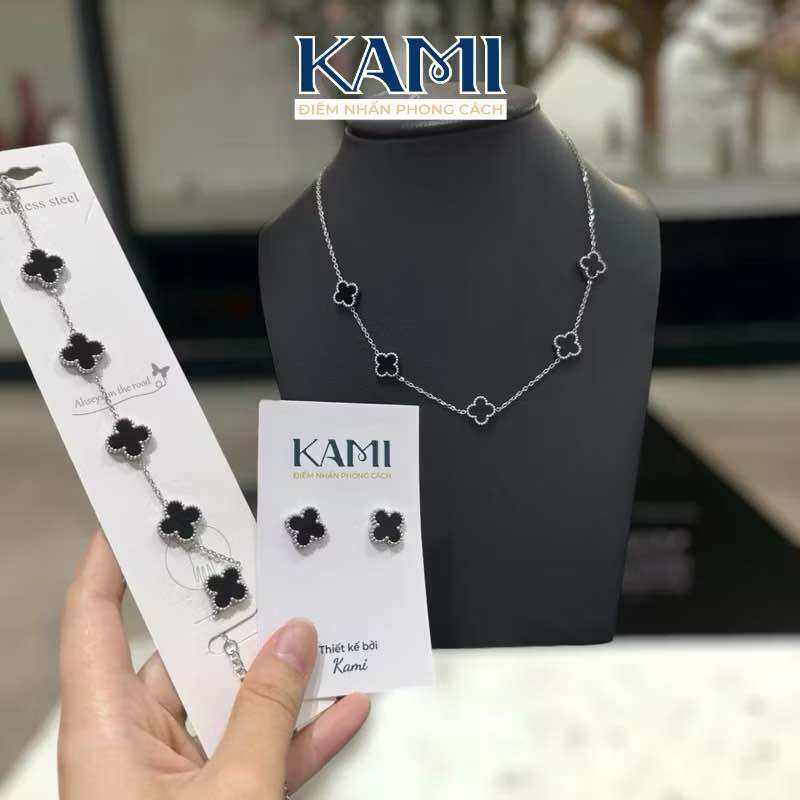  Set bộ trang sức 4 lá titan dây 5 bông size LỚN Kami trang sức sỉ 