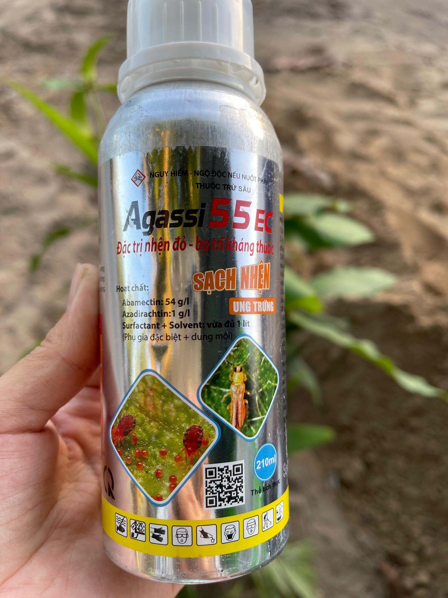 Thuốc trừ nhện chai nhôm cao cấp Agassi 55EC 210ml- Tru nhện đỏ, bọ trĩ kháng thuốc- Năm Bưu