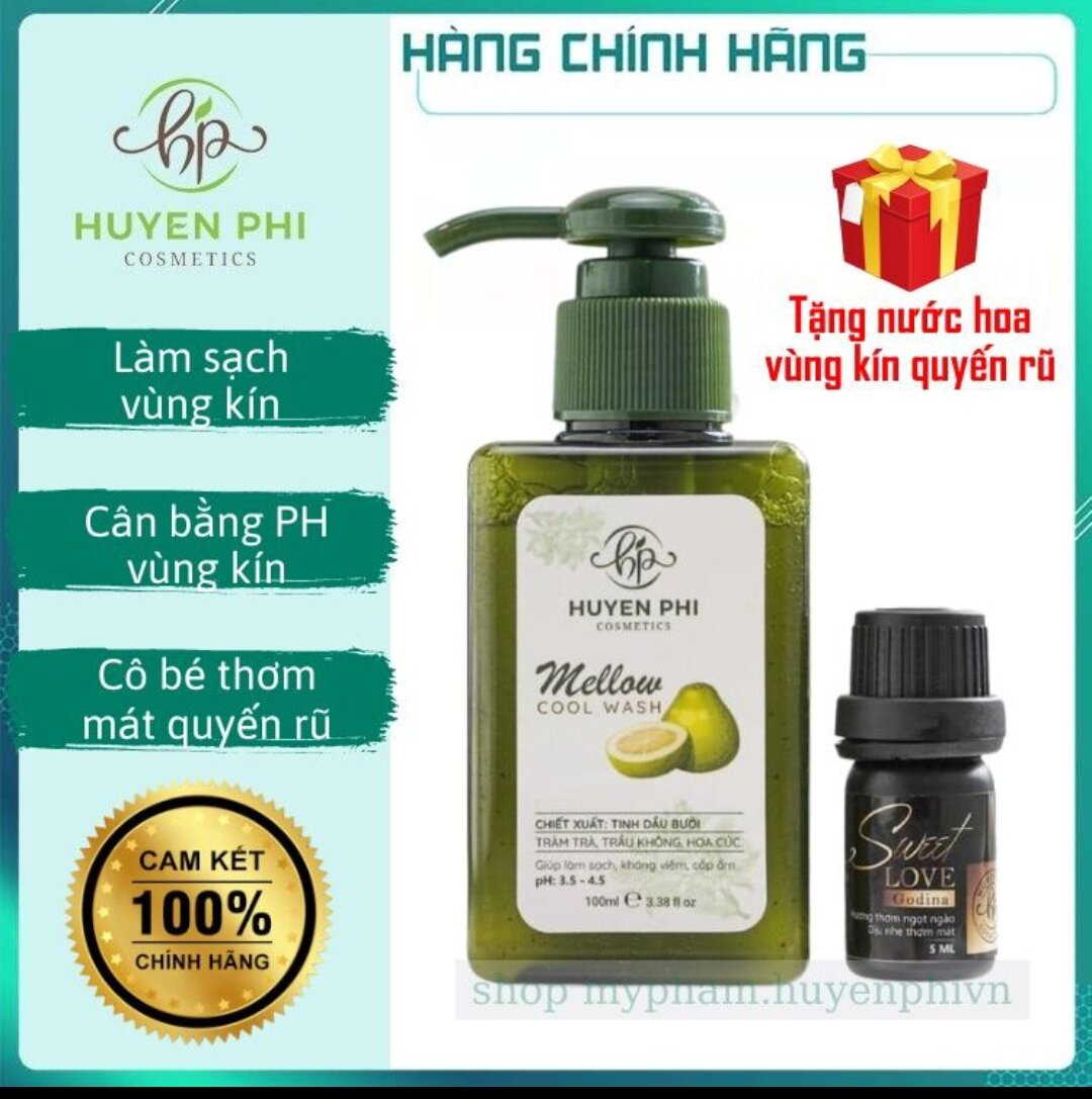 Dung dịch vệ sinh mellow huyền phi cool wash chai 100 ml, tặng kèm chai nước hoa , thơm mát quyến rũ