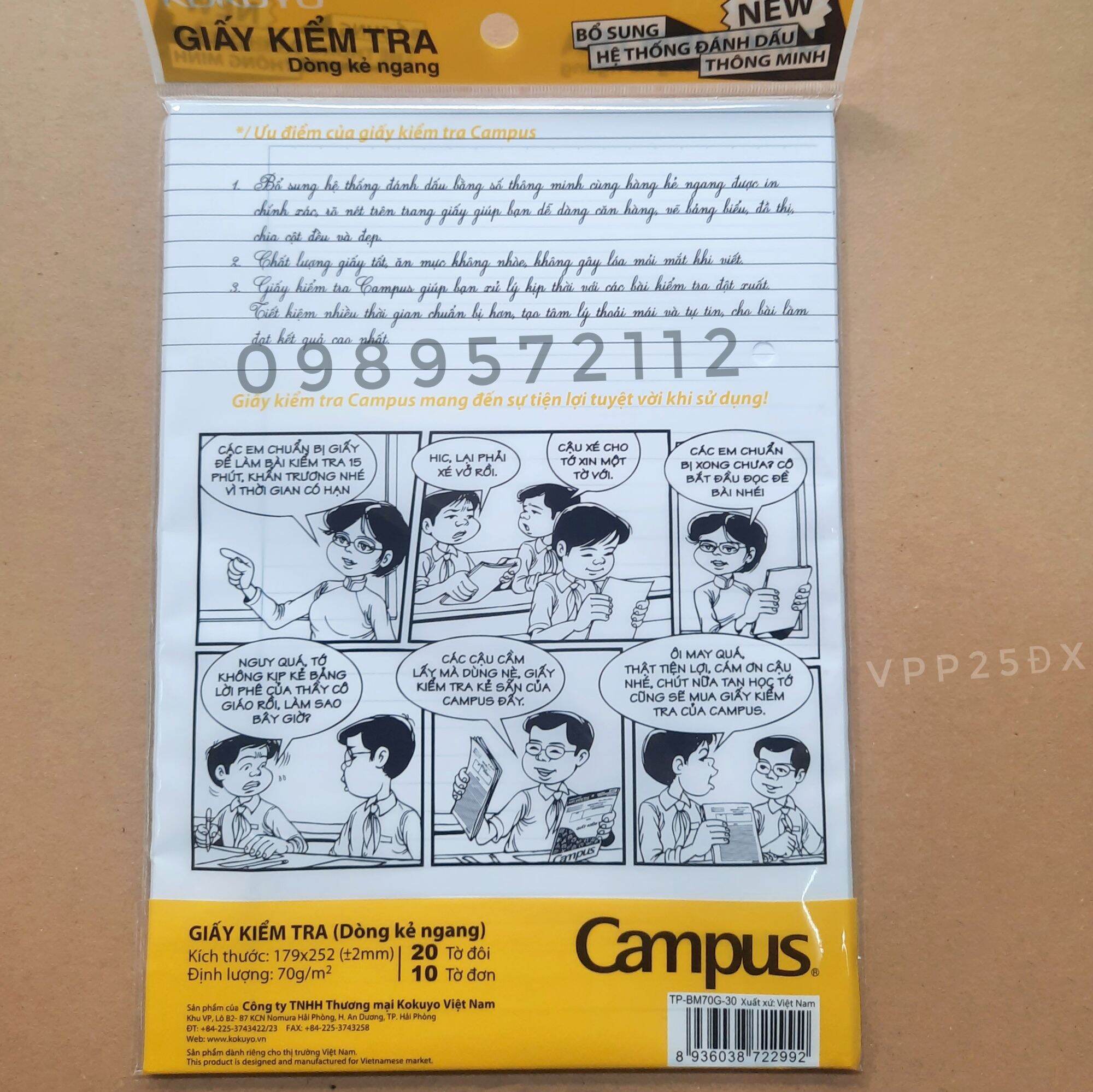 Giấy kiểm tra campus ô ly,kẻ ngang.
