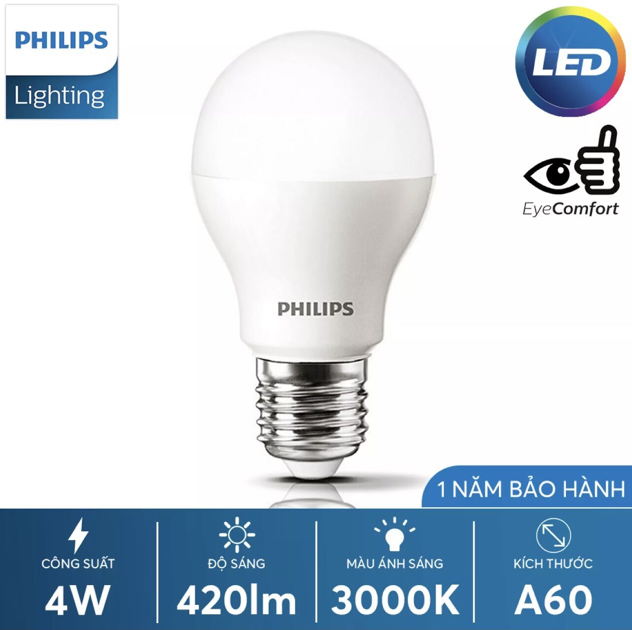 Led bulb mycare 4w philips. led bulb tròn 4w philips. bóng led 4w philips.