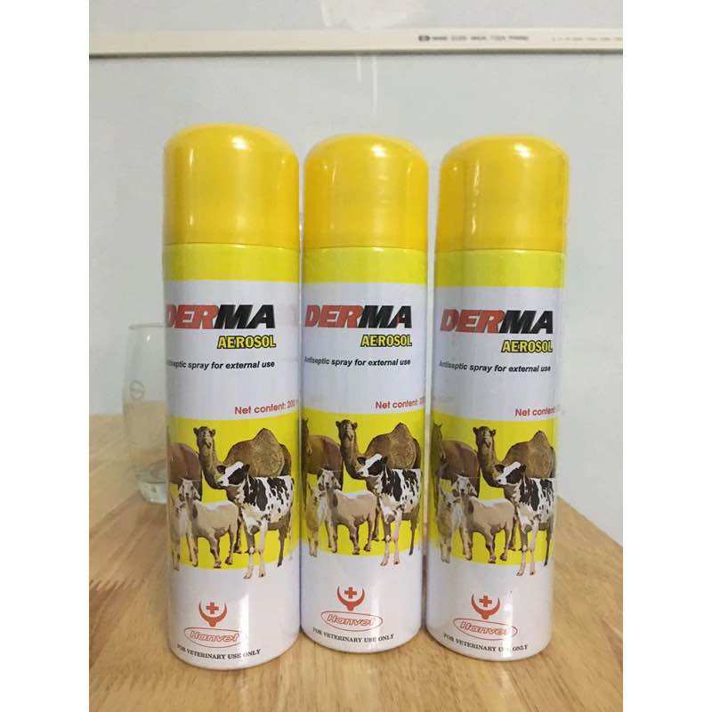 DERMA AEROSOL (200ml) xịt khuân vết thương ngoài da của thú y hanvet