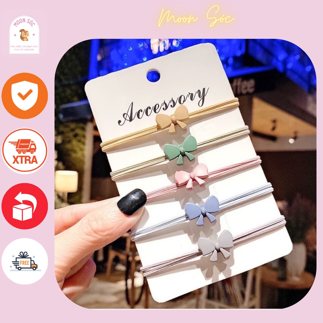 Dây cột, dây buộc tóc hình nơ co giãn xinh xắn