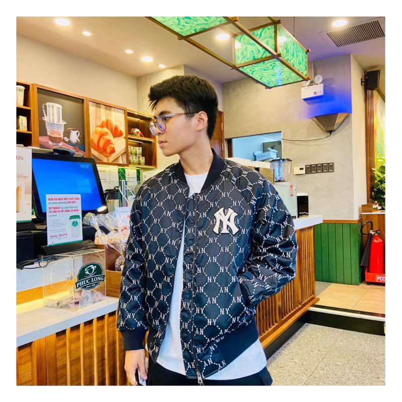 CHÍNH HÃNG - ÁO KHOÁC BOMBER MLB DIAMOND MONOGRAM JACQUARD NY YANKEES BLACK (3AJPM0224-50BKS)