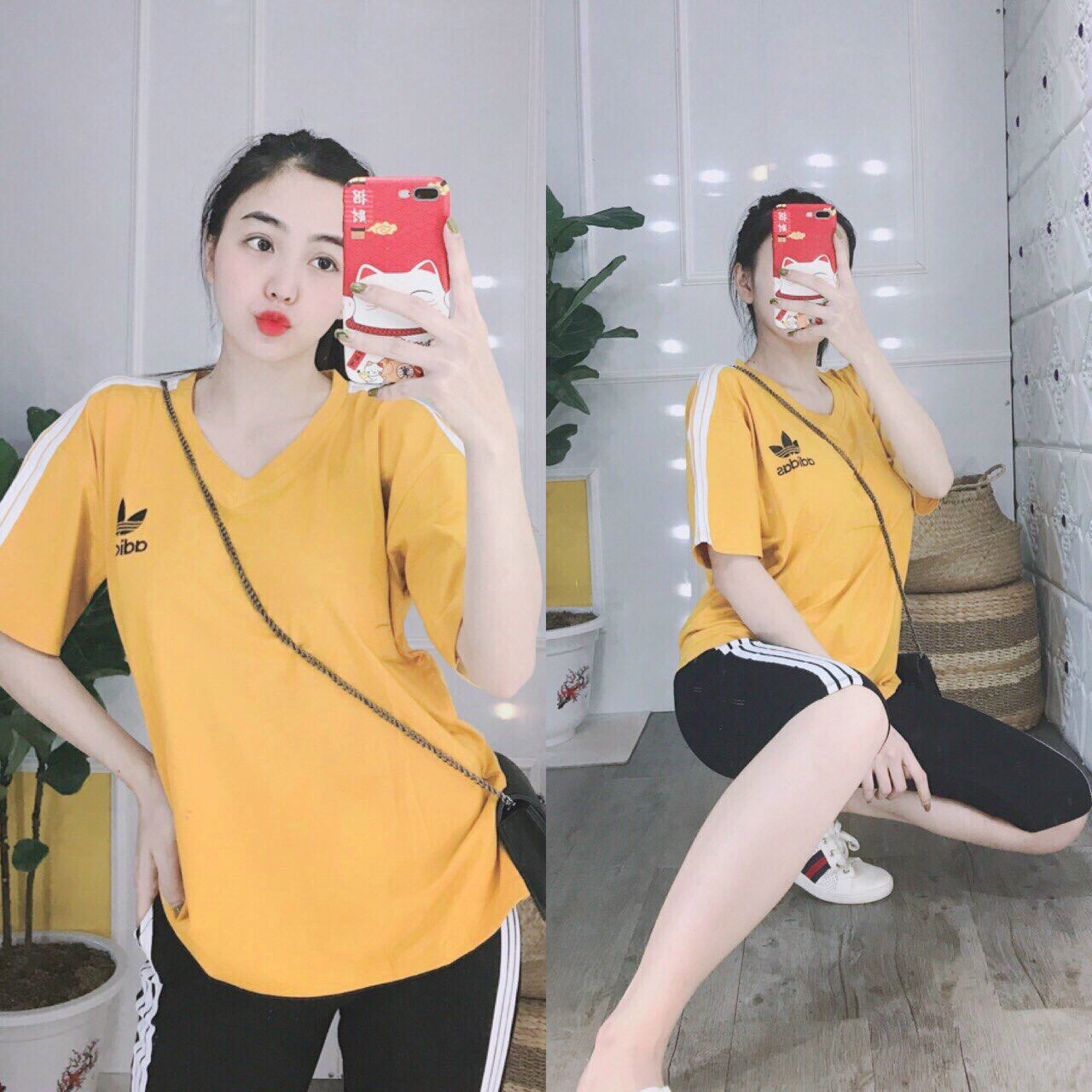 Set bộ, bộ đồ thun lửng phong cách thể thao chất vải cotton