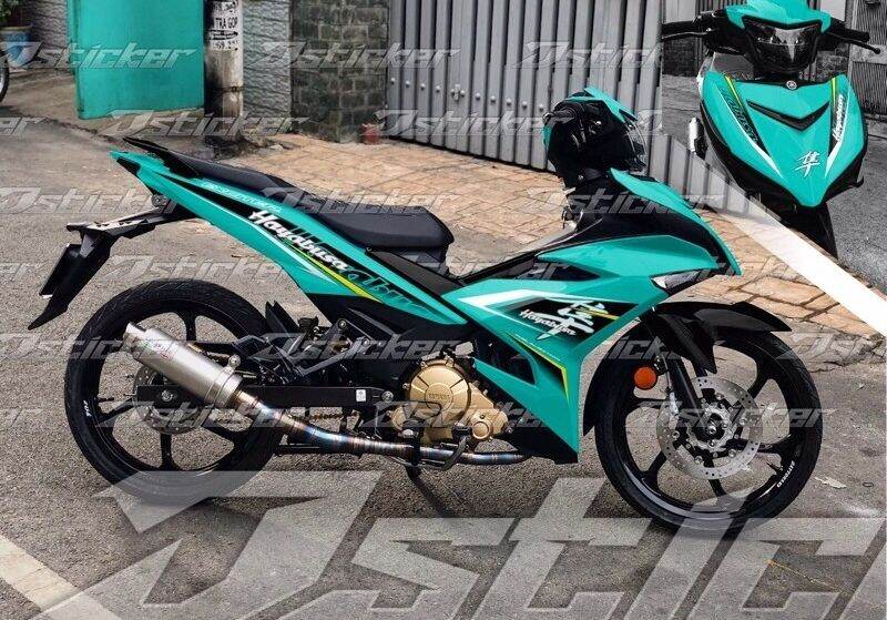 tem rời exciter 150 xanh chử tàu hayabusa, tem 3 lớp không bay màu, chống nước siêu tốt