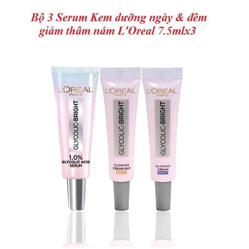 Combo dùng thử kem dưỡng trắng sáng da tức thì Loreal ( 2 kem đêm, 1 serum cấp ẩm)