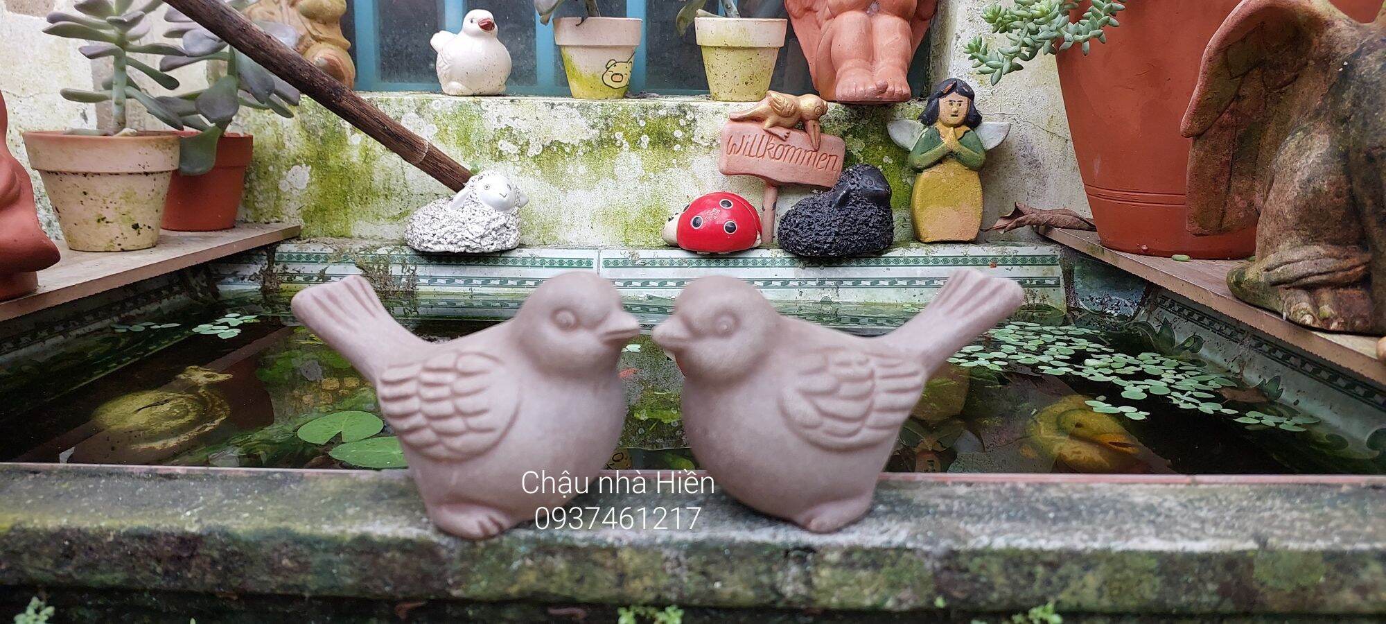 Chim đất nung trang trí sân vườn tiểu cảnh