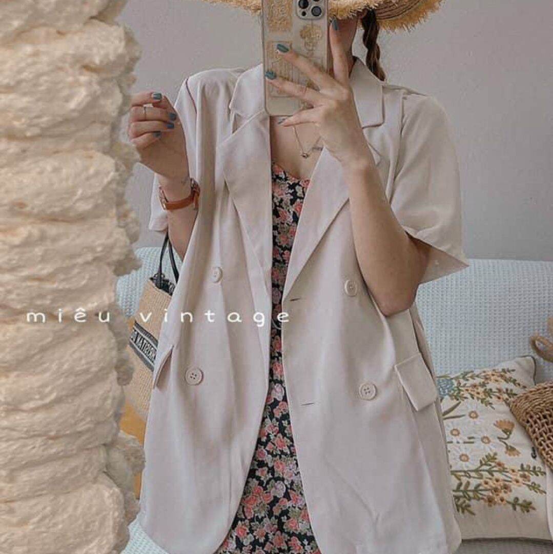 áo blazer cộc tay 4 cúc ảnh thật