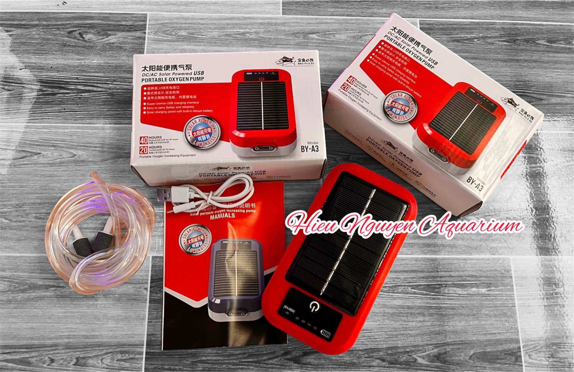 Oxi tích điện Baoyu BY-A3 ( sử dụng năng lượng mặt trời, USB, nguồn điến trực tiếp).