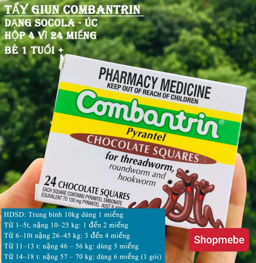 Tẩy giun Combantrin Úc dạng socola tách lẻ 1 vỉ