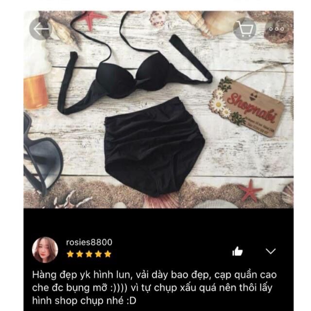 Set bikini cạp cao quần nhúng che bụng nhiều màu