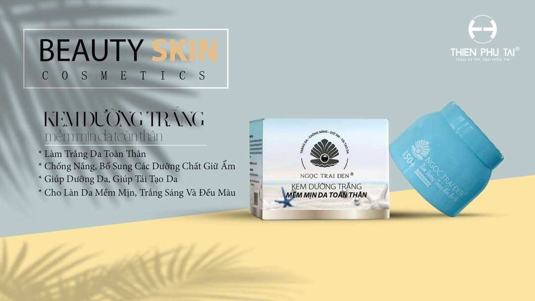Kem body dưỡng trắng da ngọc trai đen tặng kích trắng