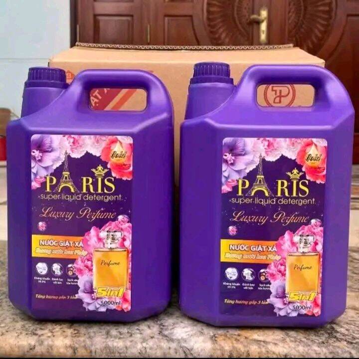 Paris Nước Giặt Luxury Can 5 Lít Tăng 3 Lần Hương Hoa An Toàn Cho Da Làm Sạch Nhanh Màu Đen & Tím 5000ml Xuất Xứ Việt Nam