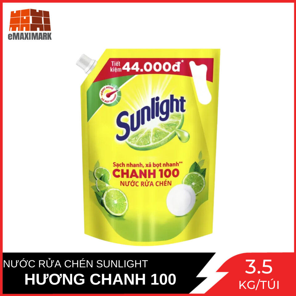 Túi khổng lồ nước rửa chén sunlight chanh 100 túi 3.5 kg