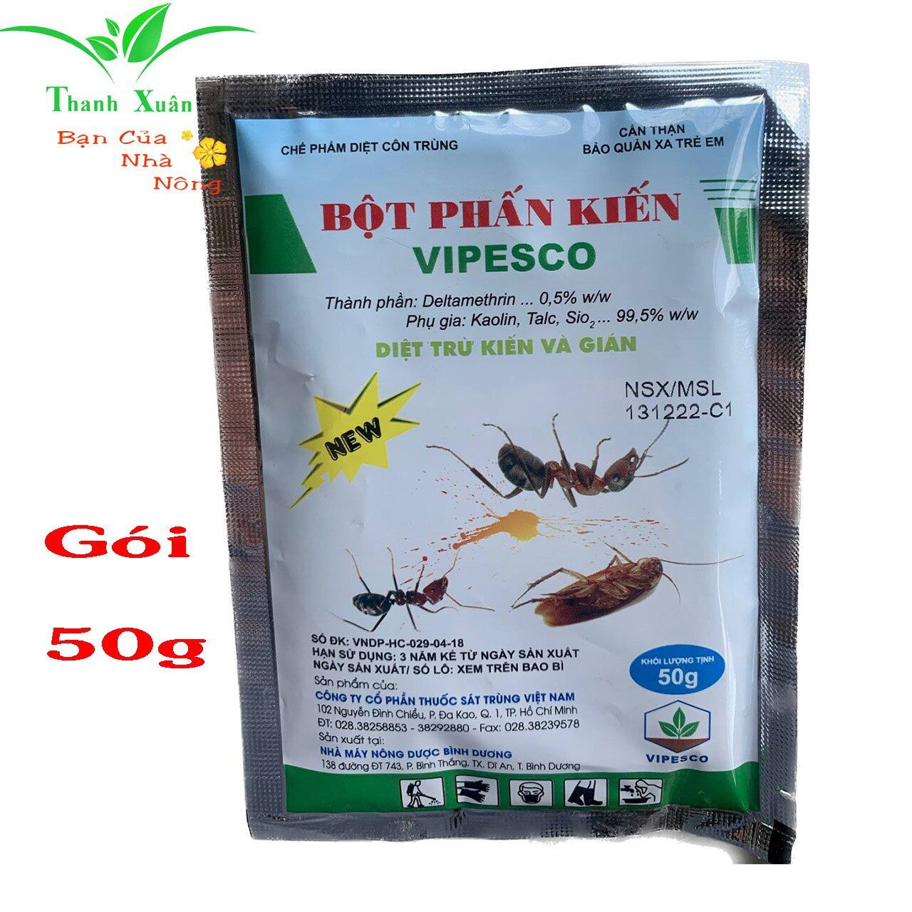 Bột phấn kiến - gián dùng trong nhà và ngoài vườn cây trồng gói 50g